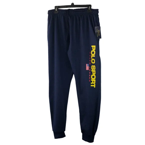 NWT Polo Ralph Lauren Polo Sport Big Logo Flag Fleece Jogger Pants Size Medium - Picture 5 of 7